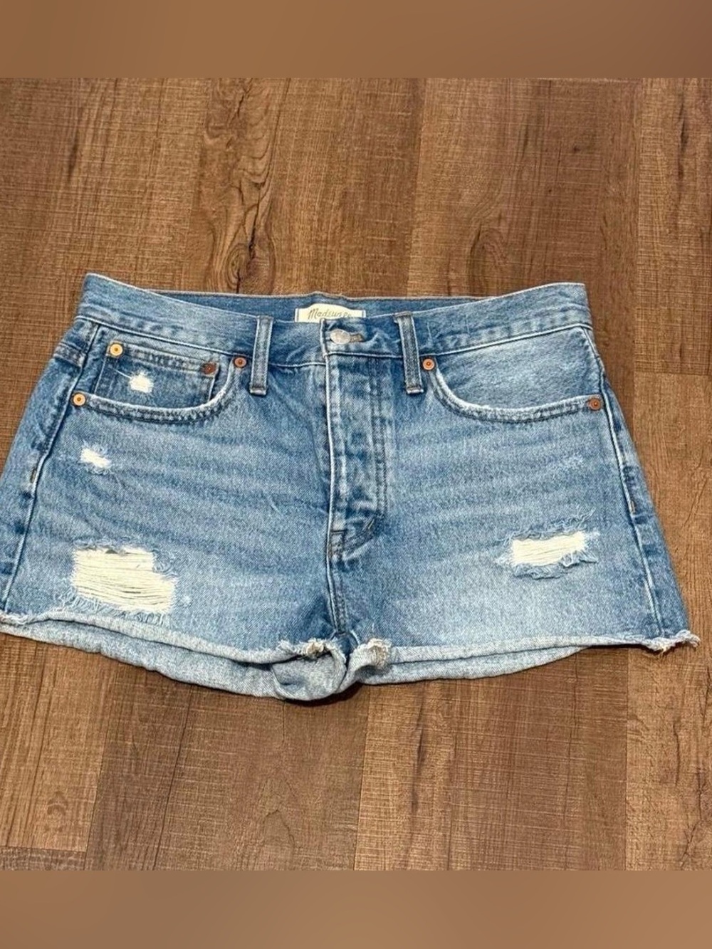 Madewell Light Blue Distressed Denim Cutoff Shorts